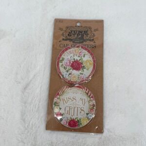 Junk Gypsy Car Coasters Kiss My Grits Floral Ceramic 2pk